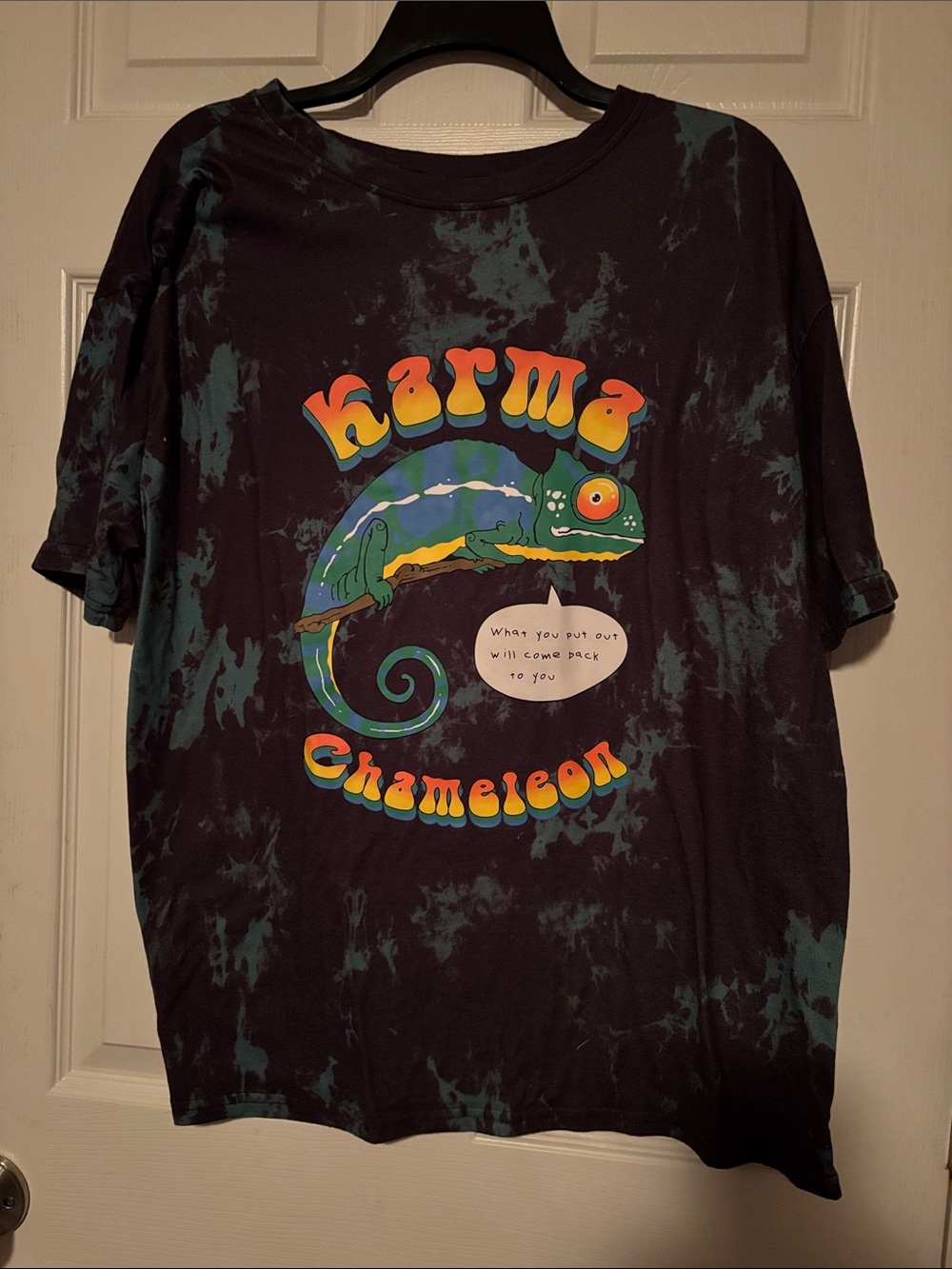 Karma Chameleon Graphic Tee - Black with Teal Tie-Dye